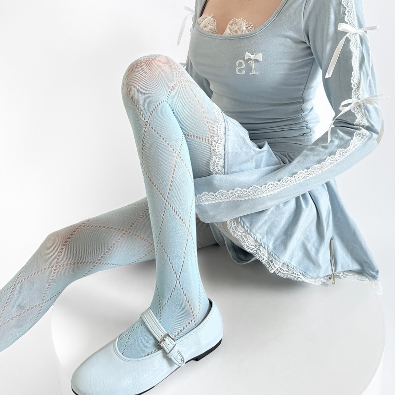 Tights Pantyhose Sheer - ถุงน่องตาข่ายเพชรสไตล์วินเทจสำหรับผู้หญิง, ถุงน่องลายอาร์ไกล์แบบโปร่ง, ถุงน่องฤดูร้อนระบายอากาศได้ดีสไตล์โลลิต้า, ใส่ได้ทุกวัน, สำหรับงานปาร์ตี้, ชุดลำลอง