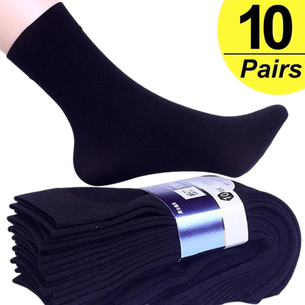 Silk Sock Bamboo - 10 คู่ ถุงเท้าผู้ชายแบบสบาย ๆ ระบายอากาศได้ดี ถุงเท้าผ้าไหมน้ำแข็ง