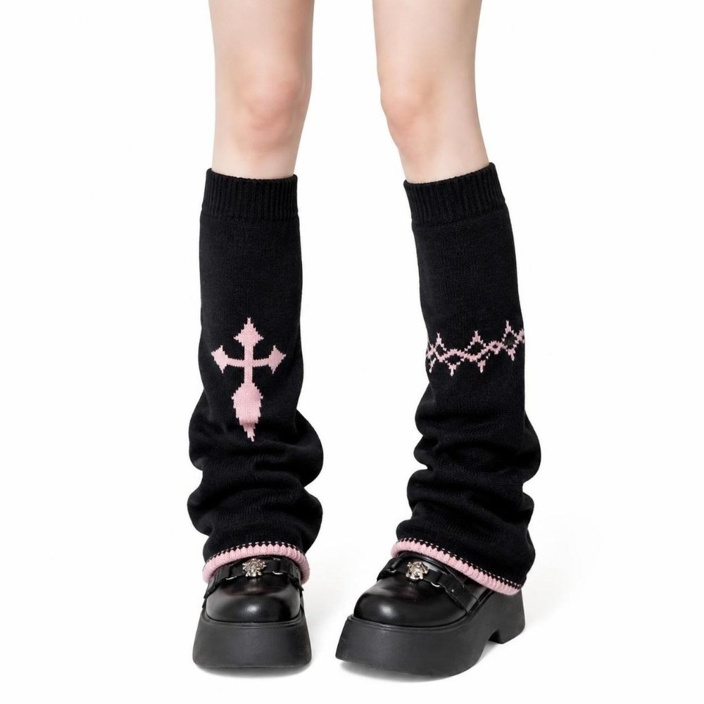 Boot Sock Slouchy - ปลอกขาถักแบบอสมมาตรสไตล์อัลต์ ลายไขว้ ยืดหยุ่นได้ ปลอกขาบูททรงหลวม ขากว้าง สไตล์สตรีทแวร์