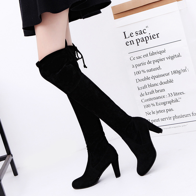 Knee High Sock Women - รองเท้าบูทสตรีผ้ายืดกว่าเข่ารองเท้าบูทแพลตฟอร์มรองเท้าบูทยาวแฟชั่นถุงเท้า BOOT PLUS ขนาด Pointed Toe
