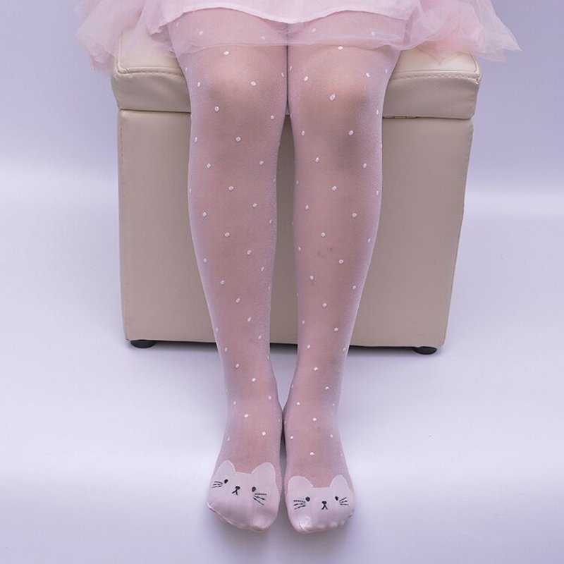 Tights Pantyhose Sheer - ถุงน่องเด็กผู้หญิงลายจุดบางๆ คุณภาพสูง สีขาว สำหรับฤดูร้อน เหมาะสำหรับเด็กเล็กและเด็กโต
