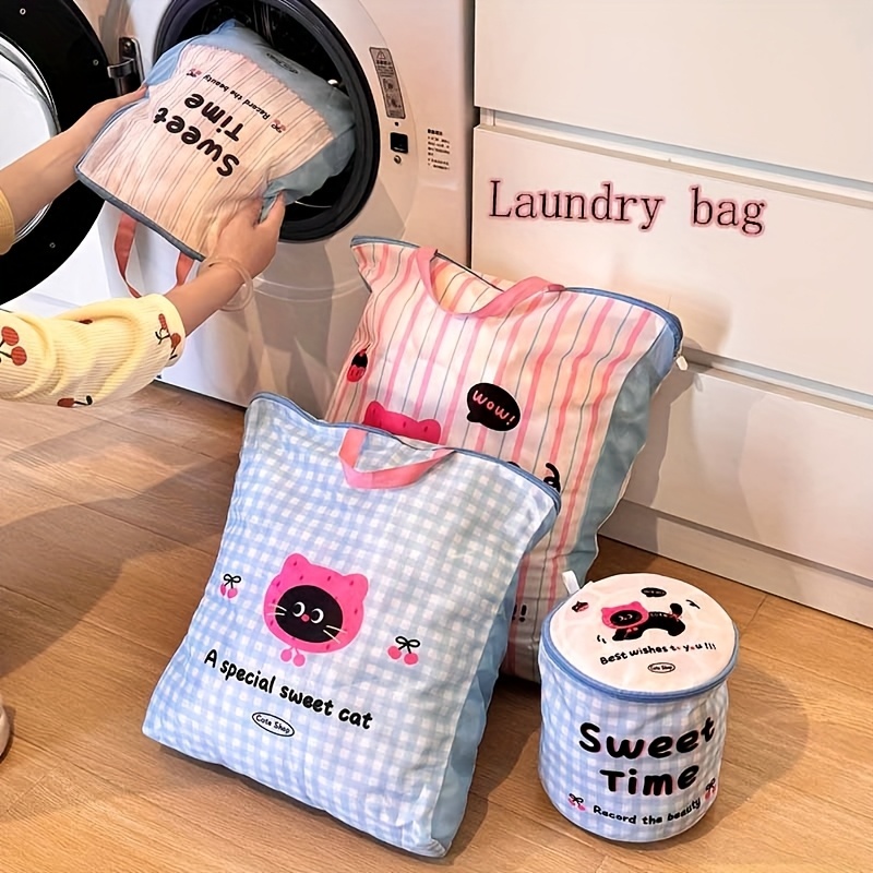 Sock Organizer Tray - ถุงซักผ้าลายแพนด้าแมวน่ารัก ถุงซักผ้าแบบมีซิปโพลีเอสเตอร์ทนทานสำหรับจัดเก็บเสื้อผ้าถุงเท้าสำหรับเดินทางที่บ้าน
