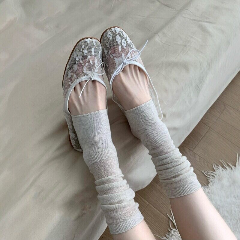 Boot Sock Slouchy - ถุงเท้าตาข่ายแบบโปร่ง 1 คู่ สไตล์ลำลอง แบบมินิมอล ถุงเท้าหุ้มข้อสูง