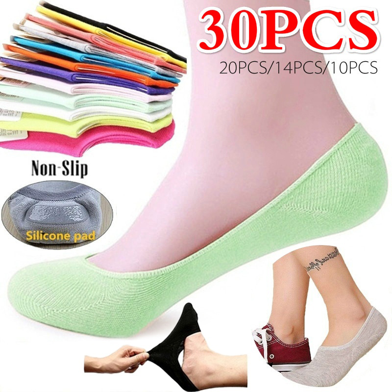Invisibility Sock Loafer - 5 คู่ 10PCS ถุงเท้าผู้หญิง Nonslip Loafer