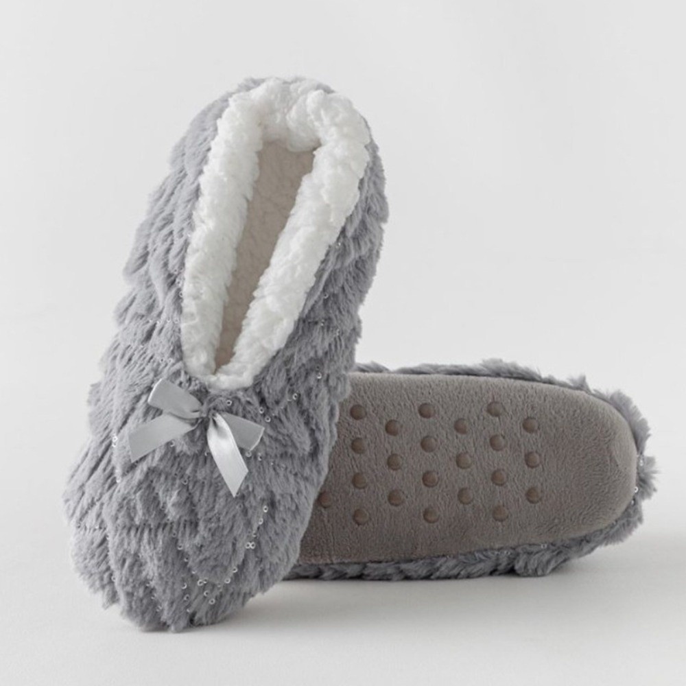 Thermal Sock Winter - ถุงเท้ารองเท้าแตะหนานุ่มสบาย กันลื่น ให้ความอบอุ่น พร้อมโบว์ผีเสื้อ สำหรับใส่ในบ้าน