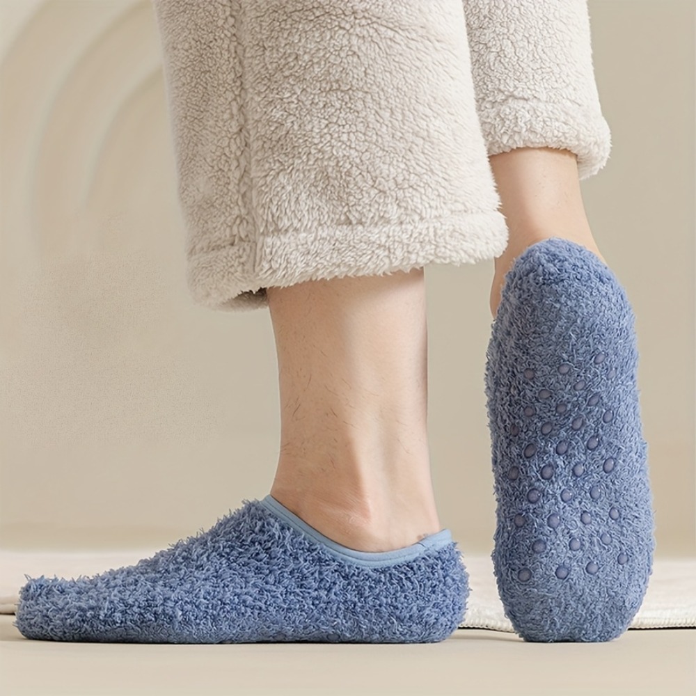 Thermal Sock Winter - ถุงเท้ากันหนาวสำหรับผู้ชาย 4 คู่ ถุงเท้าขนหนูเนื้อนุ่มกันลื่น ใช้สำหรับใส่ในบ้านในฤดูหนาว