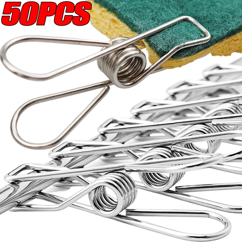 Sock Organizer Tray - คลิปหนีบผ้าสแตนเลสอเนกประสงค์ 10/50 ชิ้น ที่หนีบผ้าแบบหนีบแขวน ทนทาน ใช้หนีบรูปภาพ