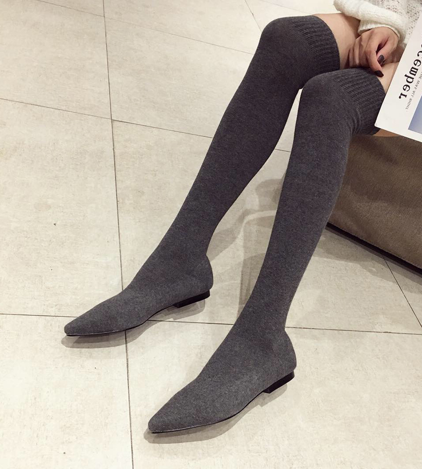 Boot Sock Slouchy - รองเท้าบูทข้อเท้าส้นเตี้ยทรงแหลมสำหรับผู้หญิง AIYKAZYSDL คอลเลคชั่นฤดูใบไม้ร่วง 2024 แบบสวมสบาย ยืดหยุ่น