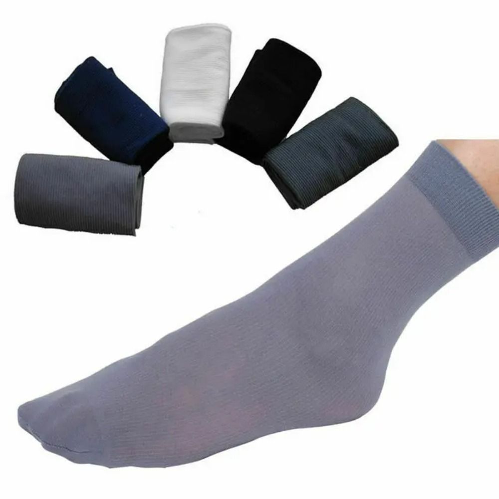 Silk Sock Bamboo - ถุงเท้าผู้ชายแบบสบายๆ ระบายอากาศได้ดี 10 คู่ ถุงเท้าไหมน้ำแข็งเนื้อนุ่ม ยืดหยุ่น