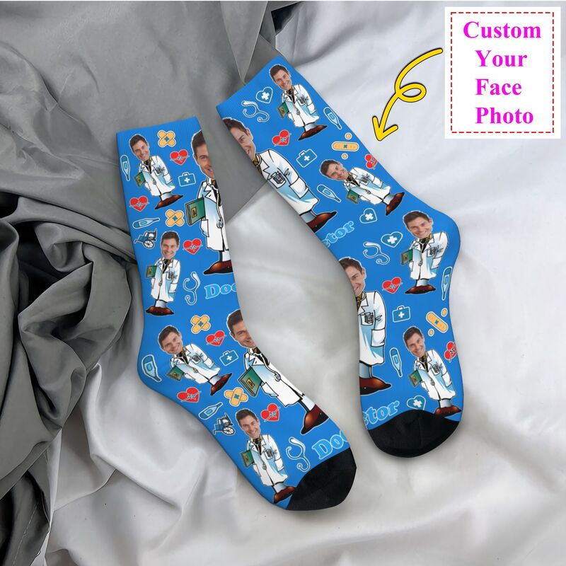 Dress Sock Men - ถุงเท้าข้อสั้นลายหน้าคนแบบกำหนดเองสำหรับแพทย์ ผู้ชาย ผู้หญิง ยูนิเซ็กซ์ ดีไซน์เท่ห์ ออกแบบเองได้