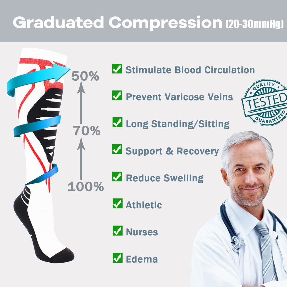 ถุงเท้ารัดกล้ามเนื้อ 1 คู่สำหร - Compression Sock Medical บทวิจารณ์และราคา