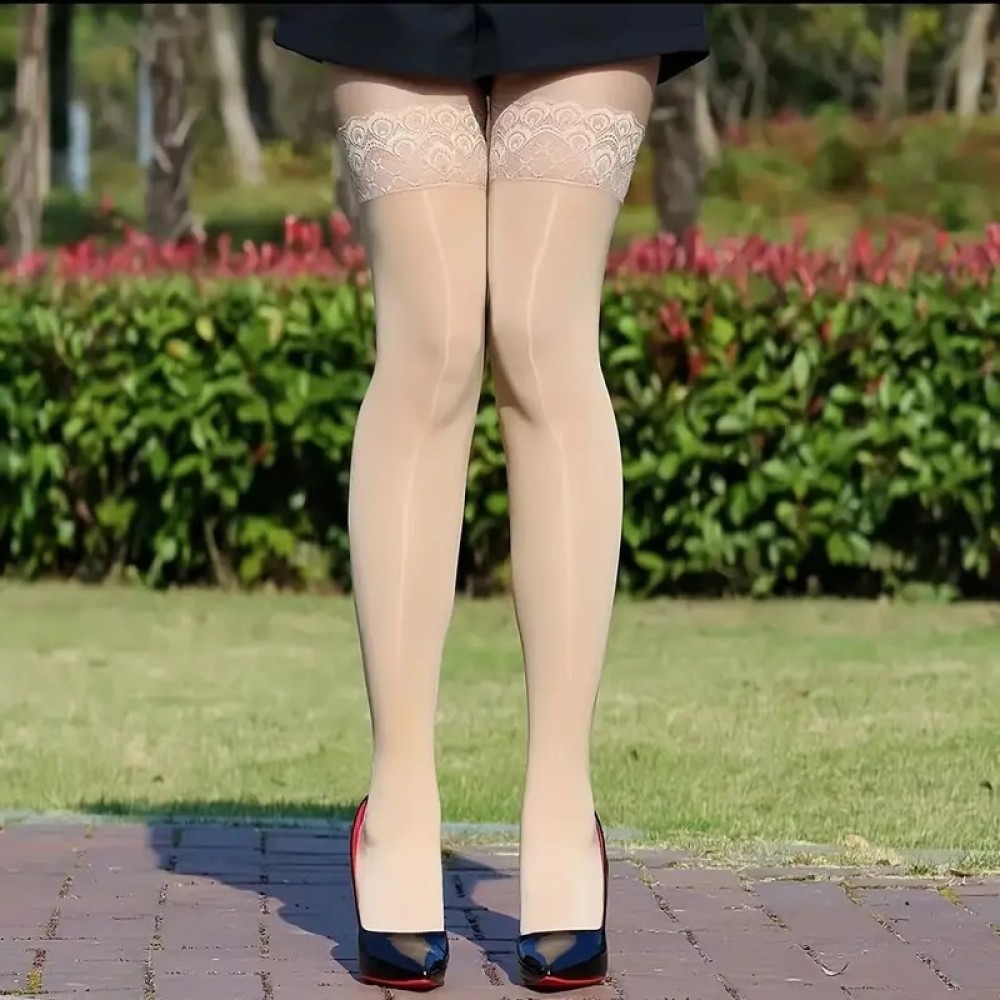 ถุงน่องยาวเหนือเข่าแบบเงางาม ข - Thigh High Sock Stay Up บทวิจารณ์และราคา