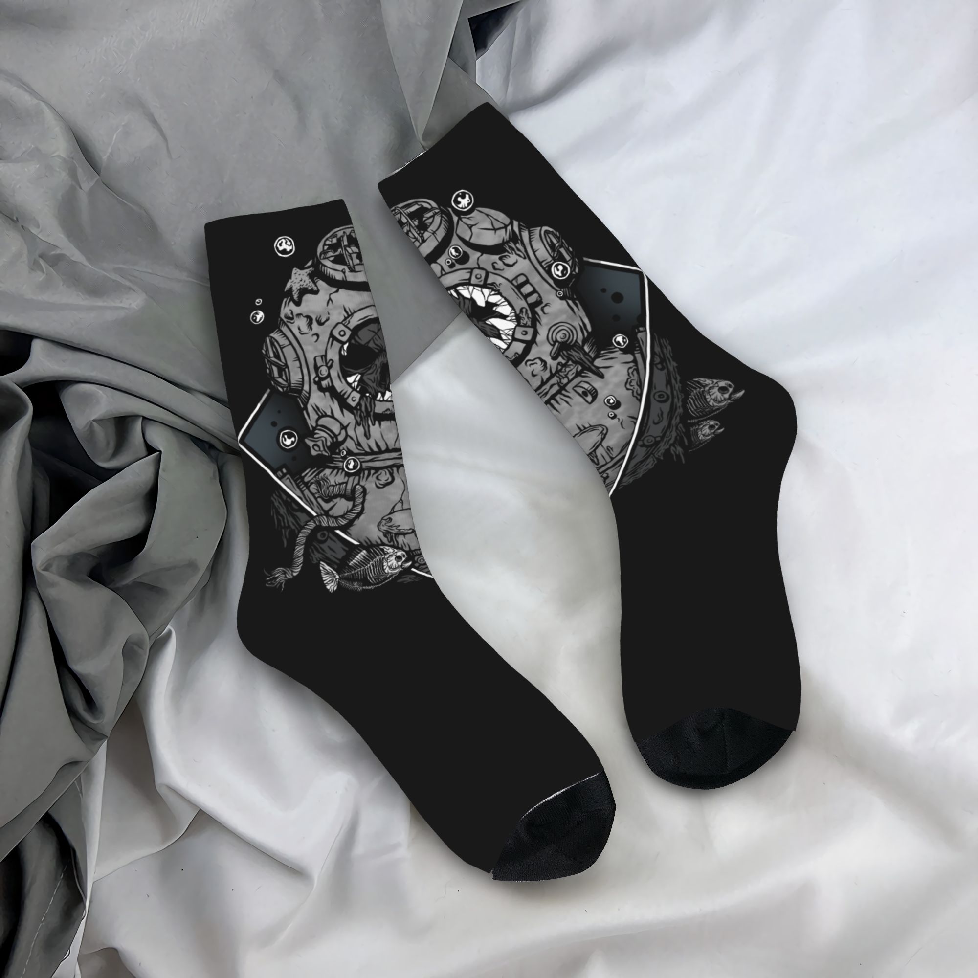 ถุงเท้าดำน้ำลายหัวกะโหลกตลกๆ ส - Dress Sock Men บทวิจารณ์และราคา