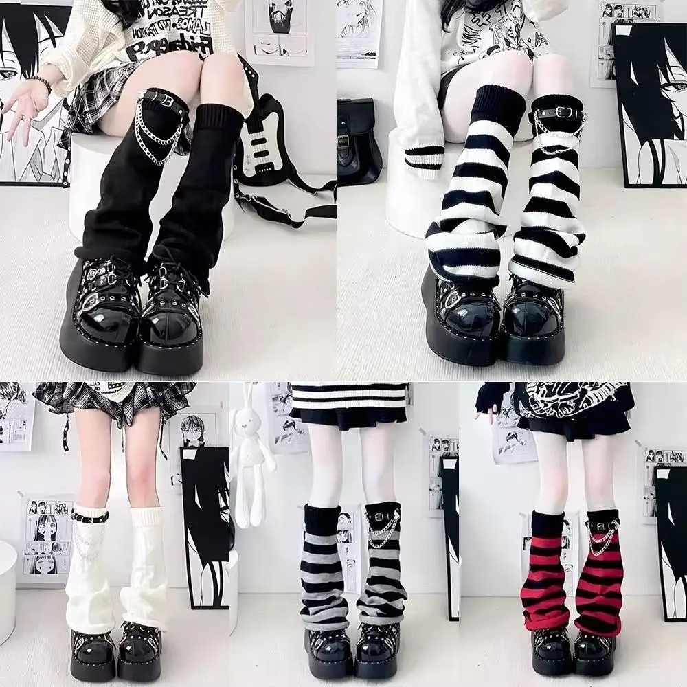ถุงเท้าบูทถักลายทางสไตล์ฮาราจู - Boot Sock Slouchy บทวิจารณ์และราคา