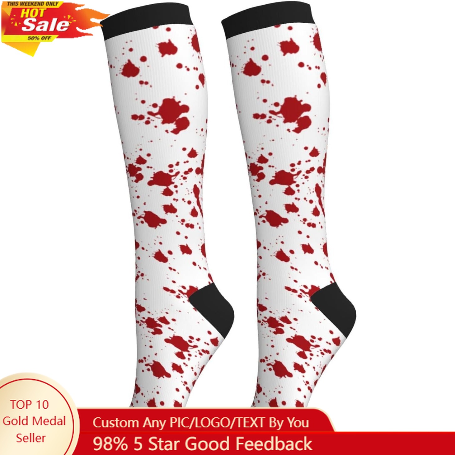 ถุงเท้ารัดกล้ามเนื้อ ถุงเท้ารั - Knee High Sock Women บทวิจารณ์และราคา