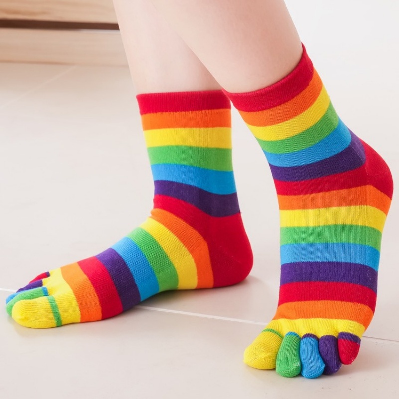 ถุงเท้าผู้หญิงลายรุ้งแบบห้านิ้ - Toe Sock Split บทวิจารณ์และราคา