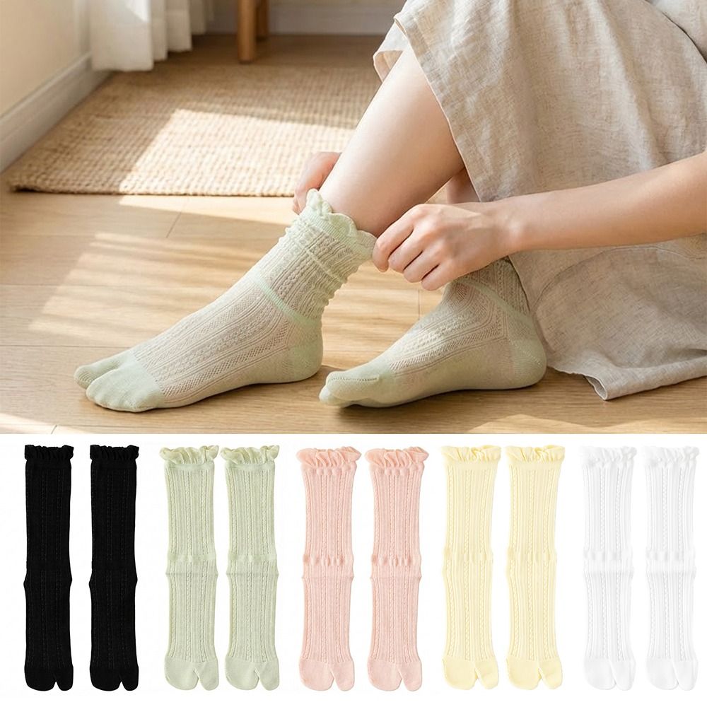 ถุงเท้าสไตล์ฮาราจูกุ 1 คู่ ผ้า - Toe Sock Split บทวิจารณ์และราคา